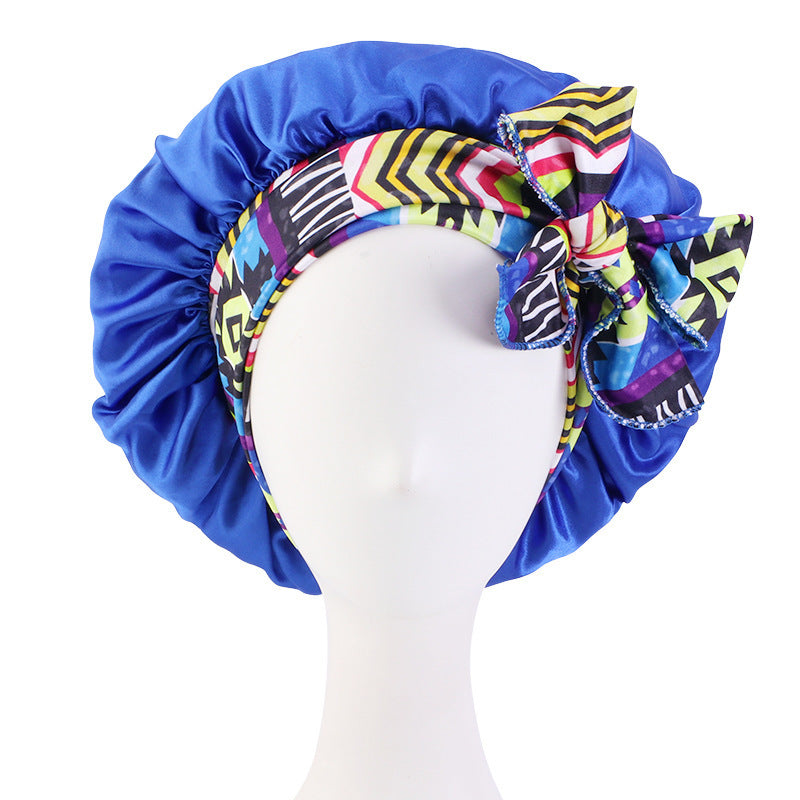 Women's Hair Care Hat With Ethnic Stretch Ribbon