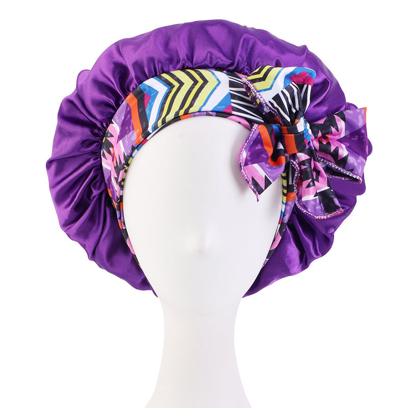 Women's Hair Care Hat With Ethnic Stretch Ribbon