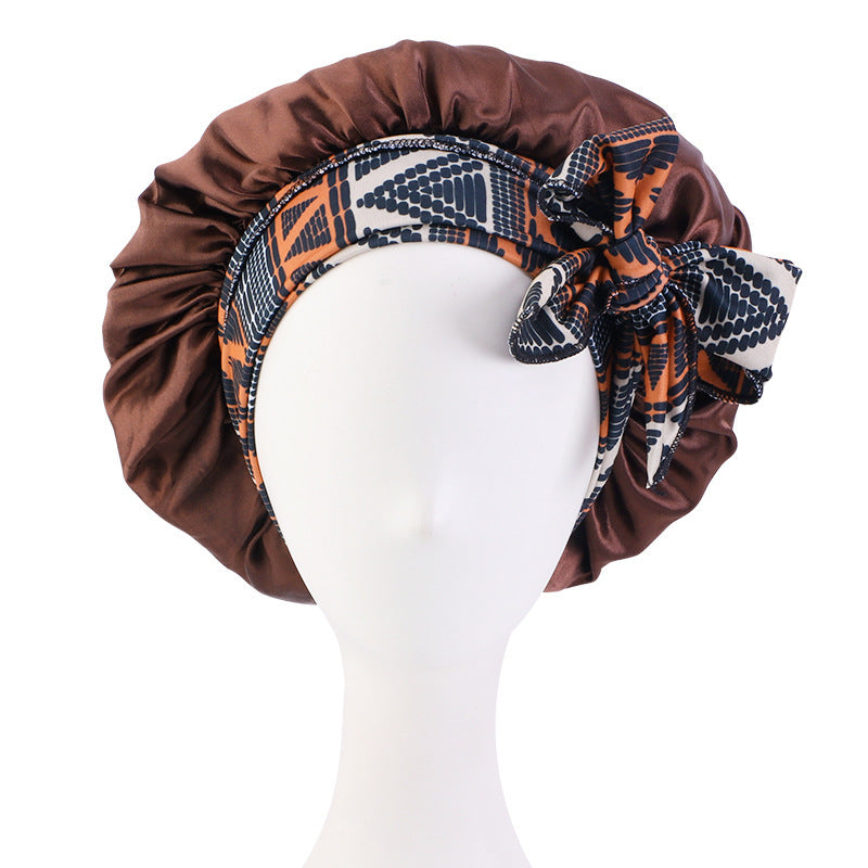 Women's Hair Care Hat With Ethnic Stretch Ribbon